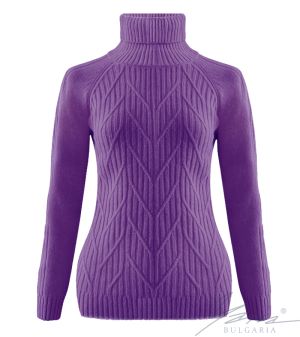 Női pulóver magas póló gallérral Halványlila