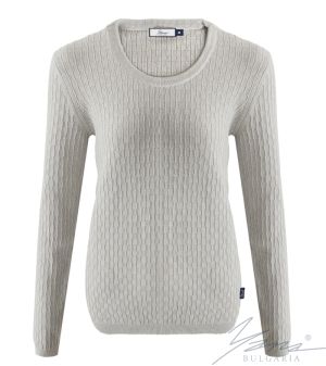 Damenpullover, Halssaum, hellgrau 