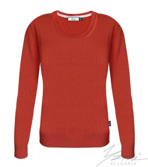 Damenpullover, Halssaum, rot